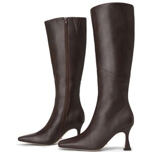 Tony Bianco Fantasy Square Toe Heeled Boots in chocolate nappa leather